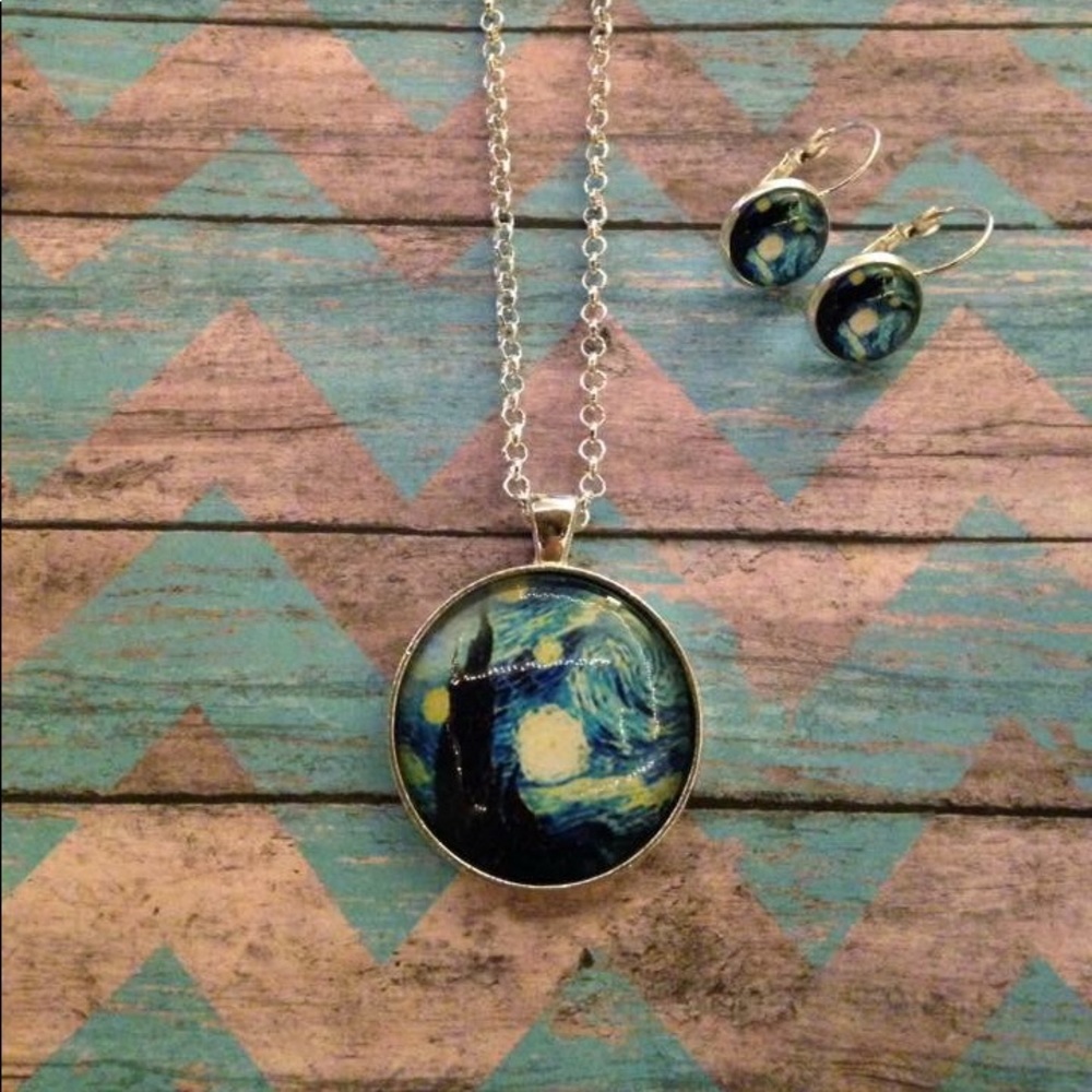 HANDMADE Van Gogh Necklace & Earring Set